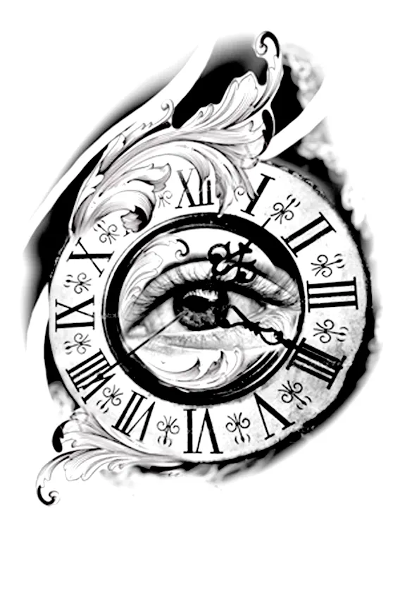 Tatuagem de retrato feminino em preto e cinza no braço, estilo chicano
